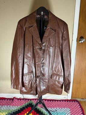 Vintage Startown Authentic Brown Leather Men’s Coat